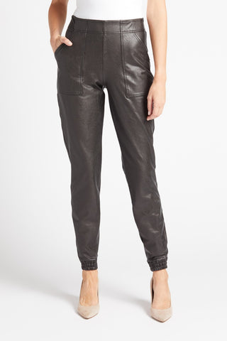 Leather Like Jogger - 20364R - Black