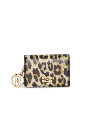 Ganni Card Holder With Flap Print Leopard
