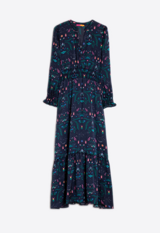 Insect Print Navy Dress Vilagallo