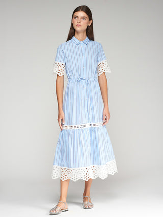 Laura Blue Striped Dress Vilagallo
