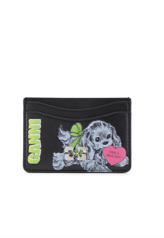 Ganni Card Holder Blue Dog