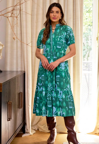 Kimbell Dress Emerald Ikat Sheridan French