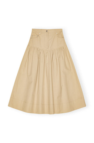 Classic Summer Suiting Long Skirt Pale Khaki Ganni