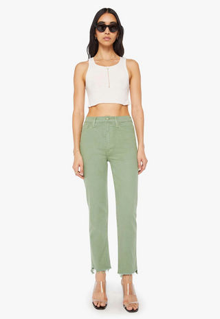 Hi Waist Rider Ankle Step Fray Cats and Dogs Mistletoe Mother