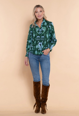 Lela Blouse Emerald Ikat Sheridan French