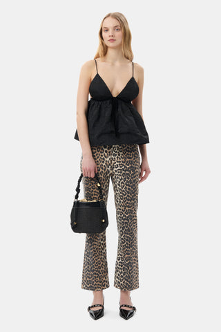 Print Denim Betzy Cropped Leopard GANNI