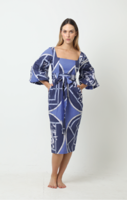 Valeria Midi Dress Circles Blue Kleid