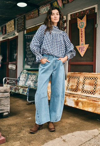 Hayes Blouse Navy/White Hunter Bell