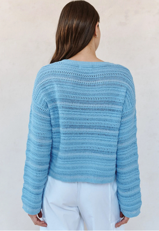 Textured Crewneck Sweater Sea Breeze Blue - Bella Dahl