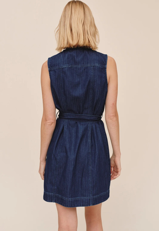 Sleeveless Seamed Shirtdress Herring Bone Wash Bella Dahl
