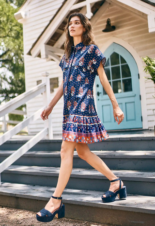 Addison Dress Fall Floral Navy Hunter Bell