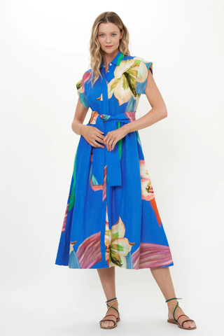 Belted Shirt Dress Hibiscus Oliphant