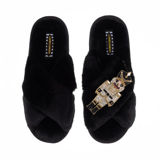 Black Open Toe Slipper Laines London