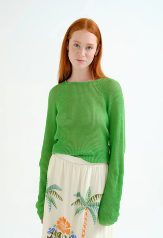 Green Openwork Knit Sweater Compania Fantastica