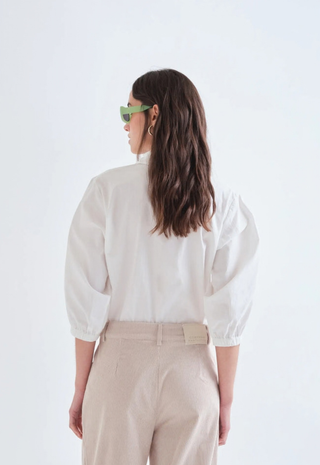 Cotton White Shirt Multicolor Jewel Buttons Compañia Fantastica