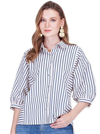 Batwing Blouse Blue Stripe JoyJoy