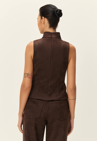 Tienne Faux Suede Top Chocolate Fondant Elodie