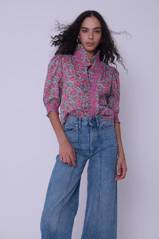 Zuri Top Short Sleeve Millie Francesca Liberty Print Love The Label