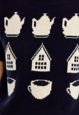 Ladies Knitted Sweater Navy Blue Molly Braken