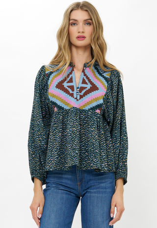 Mandarin Ballon Top Jag Navy Oliphant