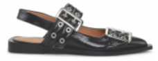 Feminine Buckle Ballerina Naplack Black GANNI