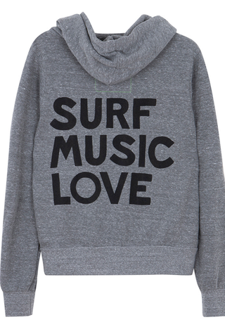 Surf Music Love Zip Hoodie Heather Grey Aviator Nation