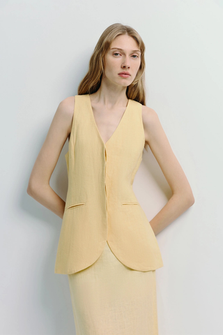 Adan Linen Vest Yellow Rue Sophie