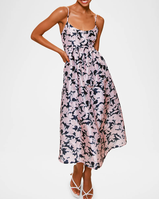 Brixton Dress Navy Condensed Dramatic Outline Floral Hutch