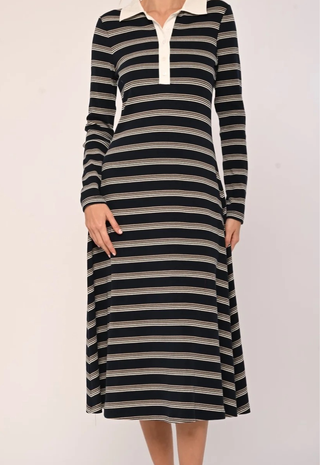 Faye Knit Dress Multi Stripe Love The Label