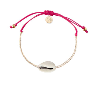Mini Metallic Shell Gold Chain Bracelet Magenta
