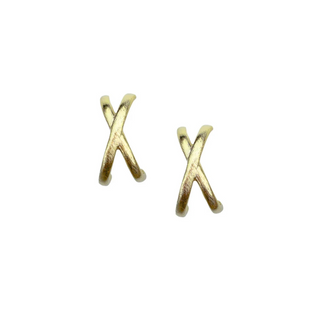 Crisscross Studs Brushed 18K Gold Plated BRM359