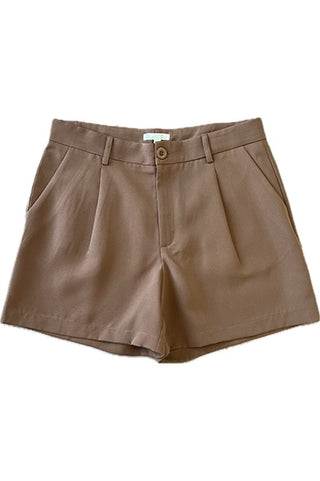 Front Pleated Short Mocha Jade