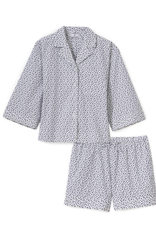 Women'S Poplin Olivia Short Set Ditzy Waltz White Petite Plume