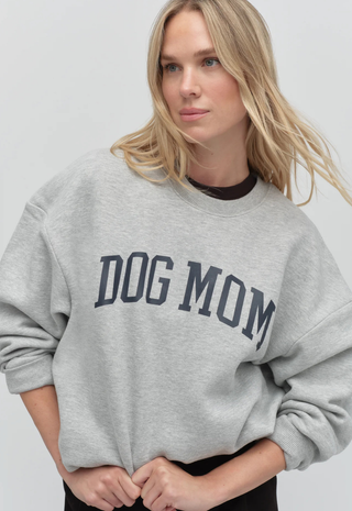 The Dog Mom Sweatshirt Heather Grey Navy Favorite Daughter