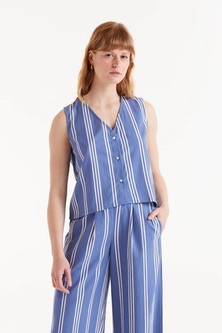 Blue and White Striped Vest Compañia Fantastica