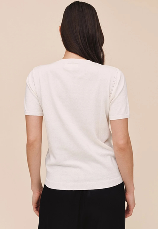 Short Sleeve Crew Neck Knit Top Ivory Bella Dahl