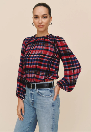 Elastic Shirred Top Winter Plaid Print Bella Dahl