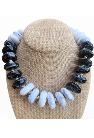 Marble Noir Chunky Rondelle Necklace - Noir