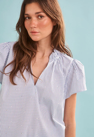 Sabrina Top Starlight Embellished Stripe Hunter Bell