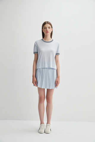 Crewneck Short Sleeve with Pocket Light Blue Pissenlit