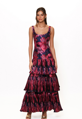 Luna Dress Navy Vintage Upholstery Floral Hutch