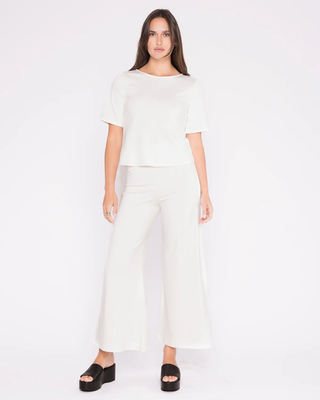 Ponte Knit Wide Leg Pant: Cropped Off White Ripley Rader