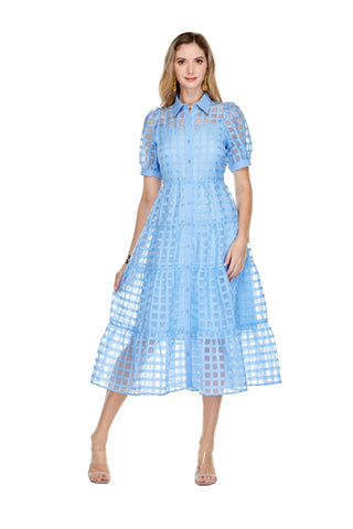 Puff Sleeve Tiered Maxi B.Blue Jade