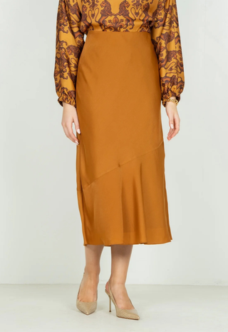 Bias Midi Skirt Pecan Emily Mccarthy