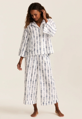 Women's Pima Olivia Wide Leg Navy Mayfair Toile Petite Plume