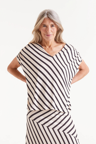 Piano Striped Short Sleeve Top Compañía Fantastica