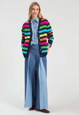 Denim Two Tone Trousers Vilagallo