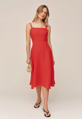 Apron Midi Dress Scarlet Sand Bella Dahl