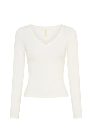 Tallulah V Neck Top Ivory Kigali