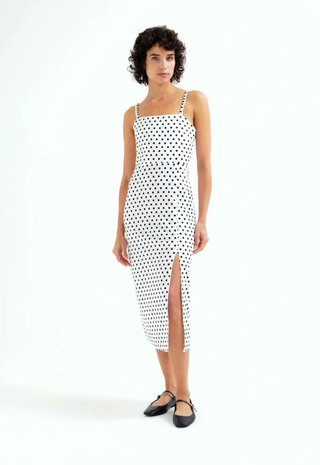 Black Polka Dot Midi Dress Compania Fantastica